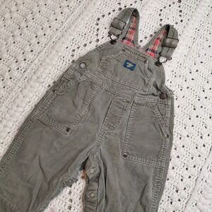 Vtg Oshkosh Bgosh 12M Corduroy Overalls Bibs Farmhouse Homestead Flannel Accents